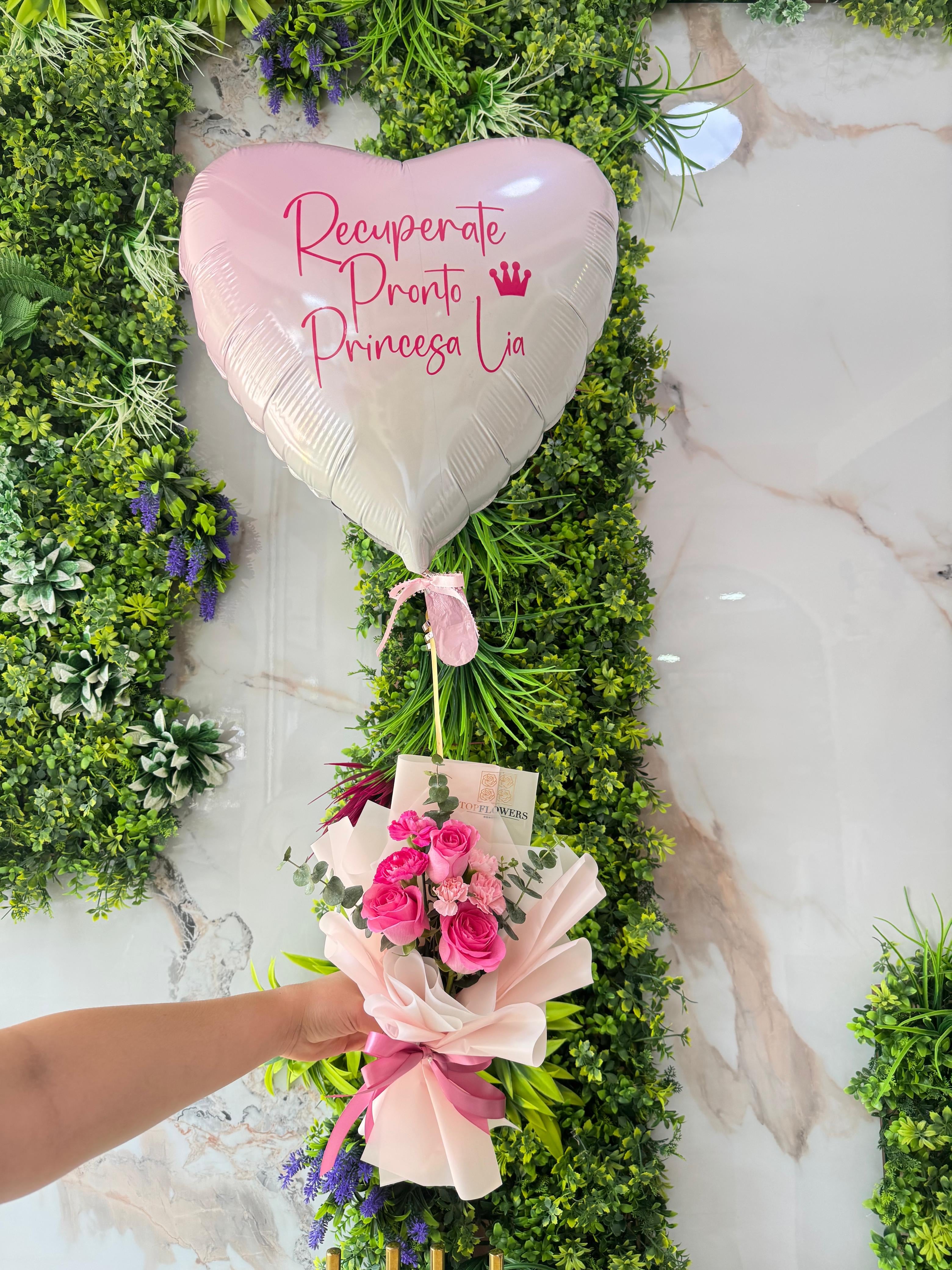 Rose Bouquet + Metallic Balloon
