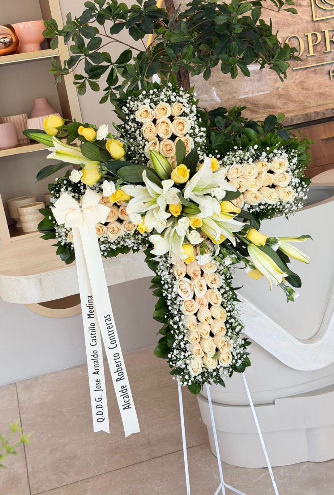 Sympathy Cross + Lilies