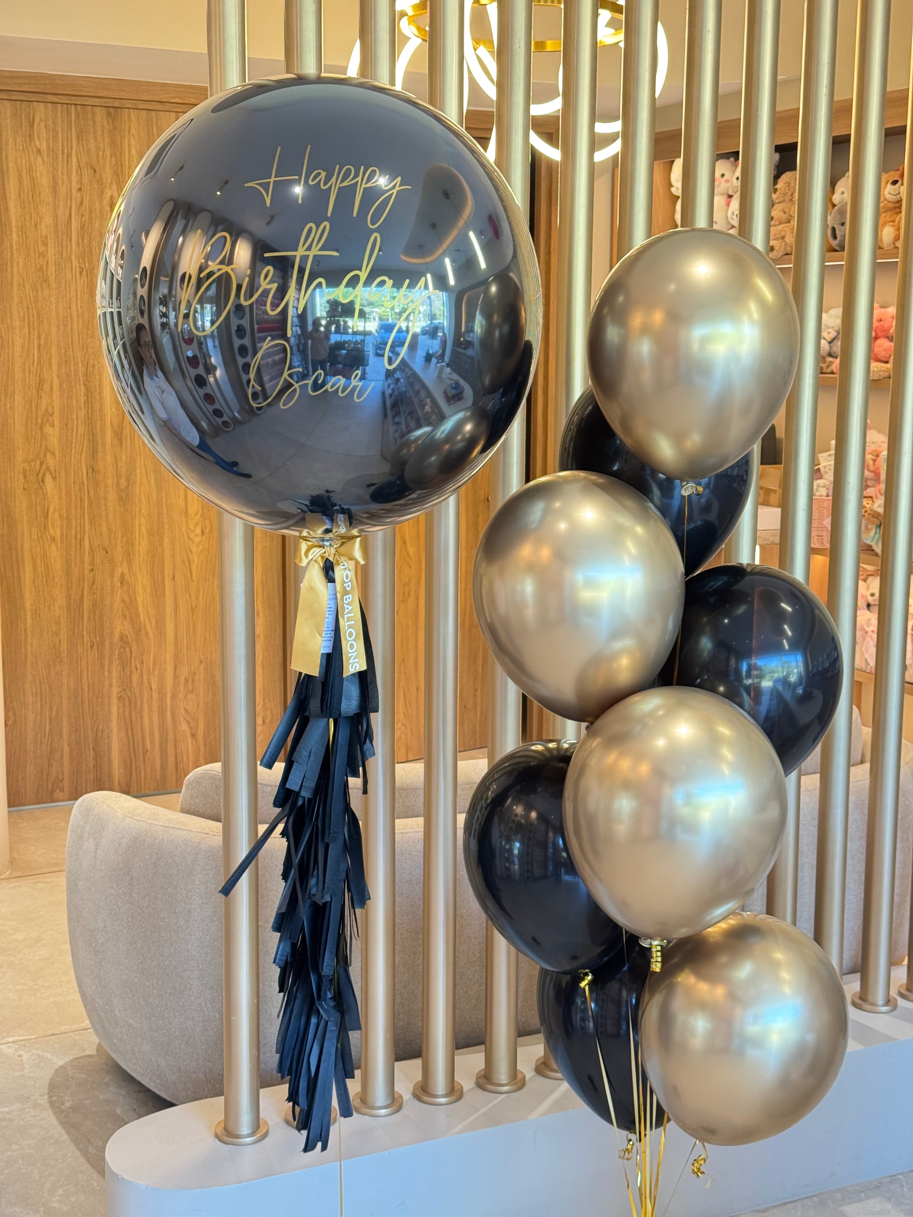 Black Bubble Balloon + Bouquet