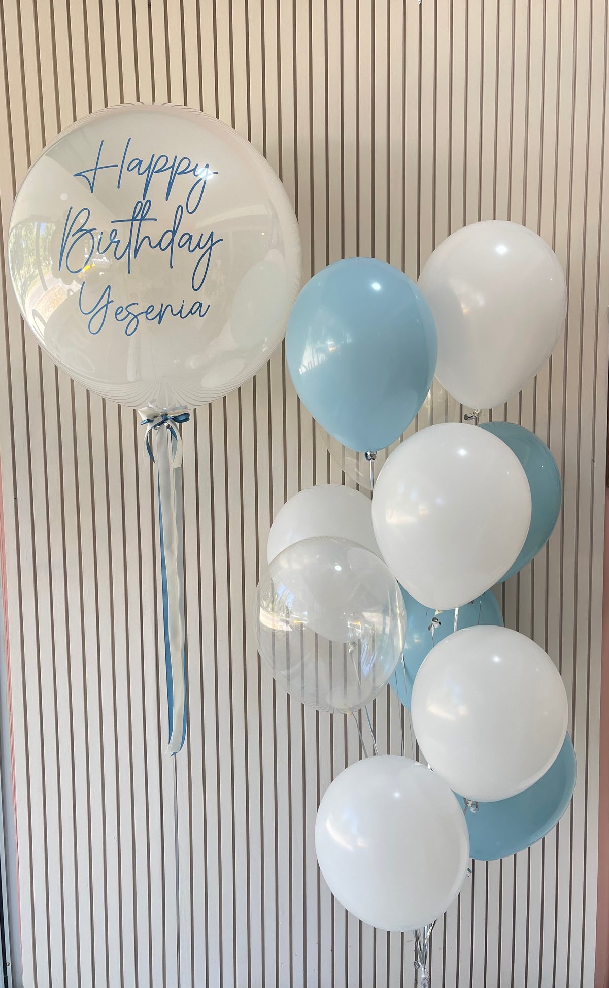 White Bubble Balloon Bouquet Top Flowers