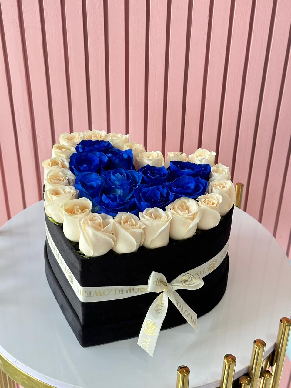 Heart Box (Blue Roses) | Top Flowers